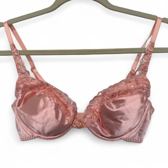 Victoria's Secret Other - Victoria’s Secret Pink Satin Lace Trim Bra